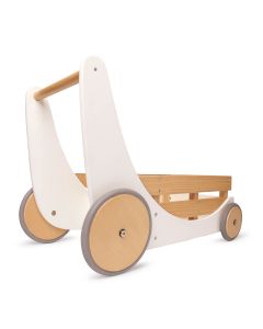 Kinderfeets® Drvena kolica za igračke i vježbanje hodanja Cargo Walker - White