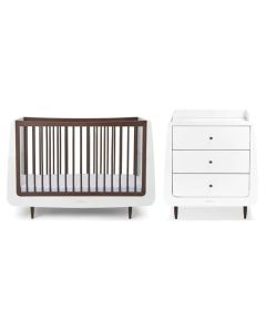 SnuzKot Skandi Set 2u1 - Krevetić + komoda za prematanje - White/Ebony